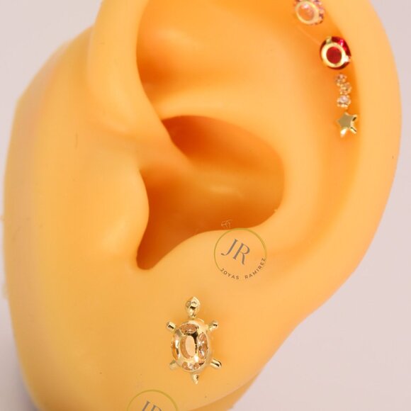 14K Solid Gold Turtle Stud Earrings • Symbol of Longevity & Grace. - Picture 7 of 8